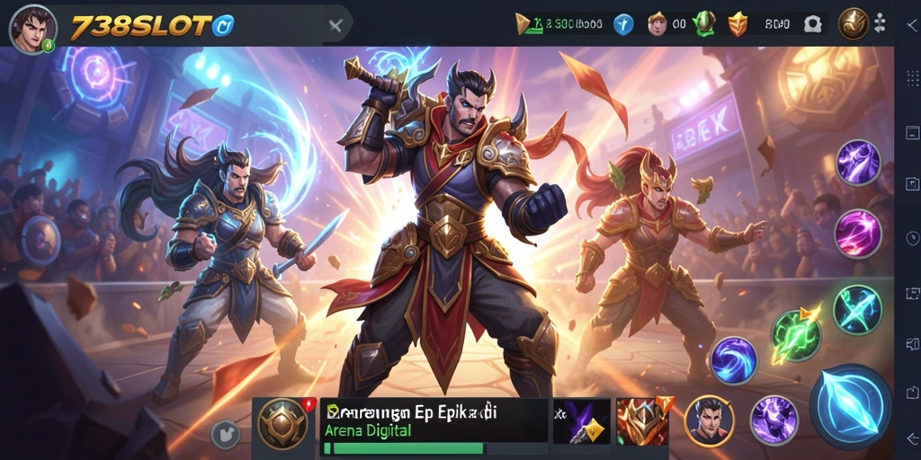 Tampilan gameplay menegangkan dari 738SLOT dengan pertarungan intens.