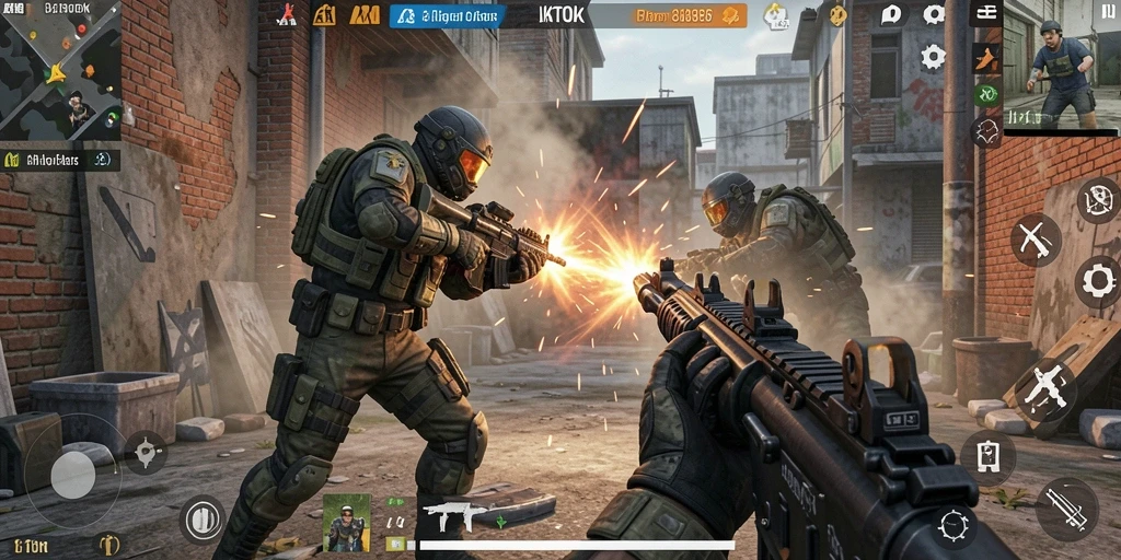 Tampilan gameplay seru dari JKTOK dengan aksi tembak-menembak.