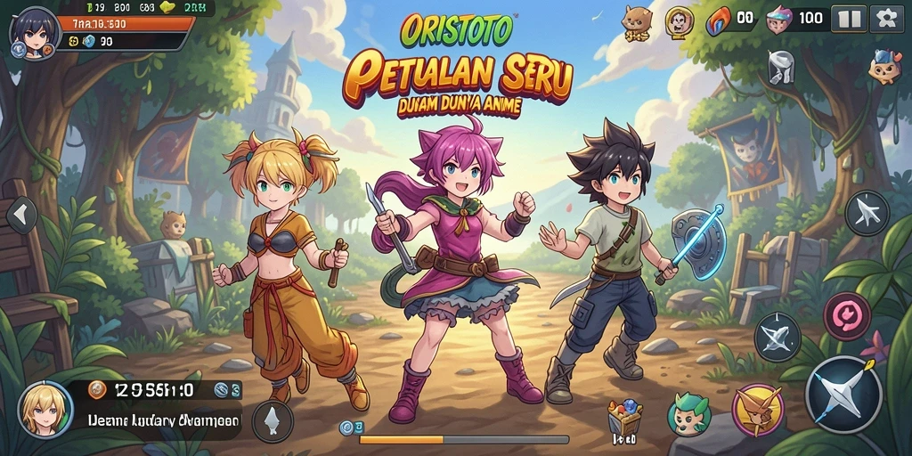 Tangkapan layar gameplay ORISTOTO dengan karakter anime yang mengagumkan.