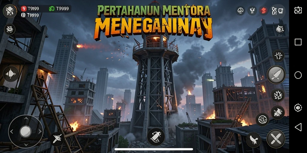 Tangkapan layar gameplay menakjubkan dari T9999 Tower Defense.