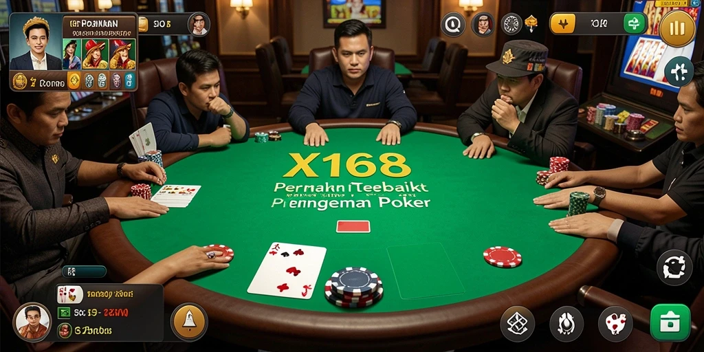 Tampilan permainan Poker di X168 dengan grafis yang menawan.